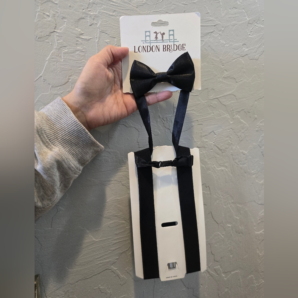 Black‎ boys bow tie and suspenders